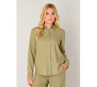 Hemdbluse BASE LEVEL "Yael", Damen, Gr. 44, soft army, Single Jersey, Obermaterial: 55% Leinen, 45% Viskose, regular fit normal, Blusen Hemdbluse (66880339-44)