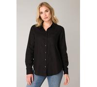 Hemdbluse BASE LEVEL "Yael", Damen, Gr. 48, schwarz, Single Jersey, Obermaterial: 55% Leinen, 45% Viskose, regular fit normal, Blusen Hemdbluse (25421100-48) schwarz