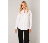 Hemdbluse BASE LEVEL "Yune", Damen, Gr. 46, weiß, Obermaterial: 98% Baumwolle, 2% Elasthan, unifarben, normal hüftlang, Ärmel mit Ärmelschlitz 1-Knopf-Manschette, Blusen Hemdbluse, in Unifarbe (996479