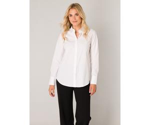 Hemdbluse BASE LEVEL "Yune", Damen, Gr. 48, weiß, Web, Obermaterial: 98% Baumwolle, 2% Elasthan, unifarben, normal hüftlang, Rundhals, Ärmel mit Ärmelschlitz 1-Knopf-Manschette, Blusen Hemdbluse, in U