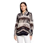 Hemdbluse mit Schmucksteinen Beige/Schwarz Damen