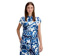 Hemdbluse BETTY & CO "Damen mit Print", Damen, Gr. 46, weiß, dunkelblau, Obermaterial: 85% Viskose, 15% Polyamid, lässig geschnitten normal, Blusen Hemdbluse (40922543-46) weiß, dunkelblau