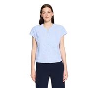 Hemdbluse BETTY & CO "Damen mit Stickerei", Damen, Gr. 40, weiß, hellblau, Obermaterial: 76% Baumwolle, 24% Polyester, gerade normal, Rundhals, Blusen Hemdbluse (45437442-40) weiß, hellblau