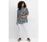 Kurzarmbluse SHEEGO BY JOE BROWNS, Damen, Gr. 48, blau (blaubeere, gemustert), 100% Viskose, gemustert, Blusen (89034044-48) blaubeere, gemustert
