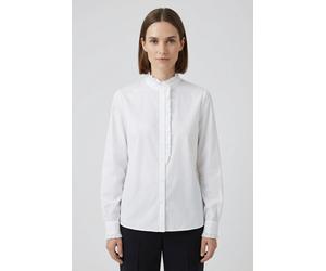 Hemdbluse BOSS ORANGE "Banny Premium Damenmode", Damen, Gr. 36, weiß 100, Popeline, Obermaterial: 100% Baumwolle, unifarben, hüftbedeckend, Puffärmel 1-Knopf-Manschette, Blusen Hemdbluse, mit Rüschen-