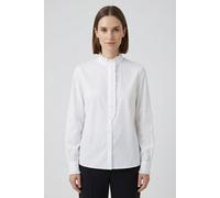 Hemdbluse BOSS ORANGE "Banny Premium Damenmode", Damen, Gr. 40, weiß 100, Popeline, Obermaterial: 100% Baumwolle, unifarben, hüftbedeckend, Puffärmel 1-Knopf-Manschette, Blusen Hemdbluse, mit Rüschen-