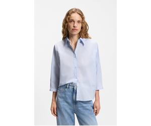 Hemdbluse BOSS ORANGE "Belenta Premium Damenmode", Damen, Gr. 36, light, pastel blau 456, Popeline, Obermaterial: 100% Baumwolle, unifarben, relaxed fit hüftlang, Kimonoärmel 1-Knopf-Manschette, Bluse