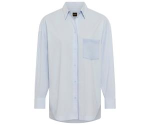 Hemdbluse BOSS ORANGE "Bonsta Premium Damenmode", Damen, Gr. 40, light, pastel blau 456, Popeline;Organza, Obermaterial: 100% Baumwolle, unifarben, oversize Po-bedeckend, 1-Knopf-Manschette, Blusen He