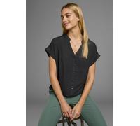 Hemdbluse BOYSEN'S, Damen, Gr. 36/38, schwarz, Web, Obermaterial: 100% Viskose, oversize, V-Ausschnitt, Blusen Hemdbluse, im Oversized-Style mit Ballonsaum, Topseller (65746940-36) schwarz