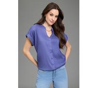 Hemdbluse BOYSEN'S, Damen, Gr. 48/50, blau, Web, Obermaterial: 100% Viskose, oversize, V-Ausschnitt, Blusen Hemdbluse, im Oversized-Style mit Ballonsaum (90802369-48) blau