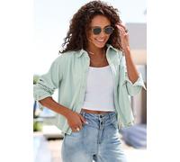 Hemdbluse BUFFALO, Damen, Gr. 34, salbeigrün, Cord, Obermaterial: 100% Polyester, unifarben, figurumspielend hüftlang, Rundhals, Ärmel mit Ärmelschlitz 2-Knopf-Manschette, Blusen Hemdbluse (71170806-3