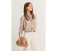 Hemdbluse BUGATTI, Damen, Gr. 34, beige (50, beige), 100% Baumwolle, geblümt, normal, ohne Ausschnitt, 1-Knopf-Manschette, Blusen Hemdbluse, aus Baumwolle (32031756-34) 50, beige