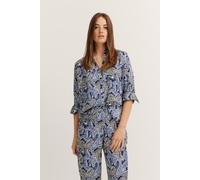 Hemdbluse BUGATTI, Damen, Gr. 46, blau (390, marine), 100% Viskose, Paisley, normal, ohne Ausschnitt, Blusen Hemdbluse, aus fließender Viskose (21826404-46) 390, marine