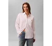 Hemdbluse CALVIN KLEIN JEANS "COTTON POPLIN RELAXED SHIRT", Damen, Gr. L, brilliant weiß, Web, Obermaterial: 100% Baumwolle, unifarben, regular fit hüftlang, Rundhals, eingesetzt Manschette, Blusen He