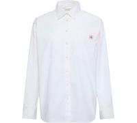 Hemdbluse CALVIN KLEIN JEANS "COTTON POPLIN RELAXED SHIRT", Damen, Gr. S (38), brilliant weiß, Web, Obermaterial: 100% Baumwolle, unifarben, regular fit normal, Rundhals, eingesetzt Manschette, Blusen