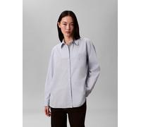 Hemdbluse CALVIN KLEIN JEANS, Damen, Gr. L (42), niagara mist, Popeline, Obermaterial: 96% Baumwolle, 4% Elasthan, unifarben, relaxed fit Po-bedeckend, Rundhals, eingesetzt 1-Knopf-Manschette mit Schl
