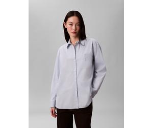 Hemdbluse CALVIN KLEIN JEANS, Damen, Gr. M (40), niagara mist, Popeline, Obermaterial: 96% Baumwolle, 4% Elasthan, unifarben, relaxed fit Po-bedeckend, Rundhals, eingesetzt 1-Knopf-Manschette mit Schl