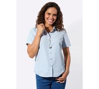 Hemdbluse CASUAL LOOKS, Damen, Gr. 44, blau (hellblau, ecru, gestreift), 50% Baumwolle, 50% Polyester, gemustert, gestreift, Blusen Hemdbluse (73320721-44) hellblau, ecru, gestreift