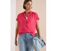 Hemdbluse CECIL, Damen, Gr. 3XL, geranium rot, Stoff, 100% Viskose, unifarben, klassisch normal, V-Ausschnitt, Bündchen, Blusen Hemdbluse, im Basic-Style (19302637-XXXL) geranium rot