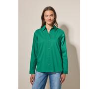 Hemdbluse CECIL, Damen, Gr. L (42), grün (malachite grün), Web, 72% Baumwolle, 25% Polyamid, 3% Elasthan, unifarben, gerade normal, V-Ausschnitt, Bündchen, Blusen Hemdbluse, im soften Baumwoll-Mix (73