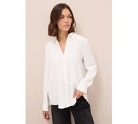 Hemdbluse CECIL, Damen, Gr. L (42), weiß (vanilleweiß), Stoff, 56% Viskose, 43% Polyester, 1% Elasthan, unifarben, normal normal, V-Ausschnitt, Bündchen, Blusen Hemdbluse, aus stretchigem Viskosemater