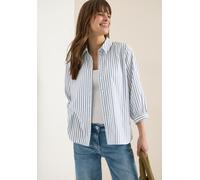 Hemdbluse CECIL, Damen, Gr. M (40), sporty denim blau, Web, 65% Polyester, 35% Viskose, gestreift, klassisch normal, V-Ausschnitt, Bündchen, Blusen Hemdbluse, mit 3/4 Ärmeln (52972401-M) sporty denim 