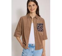 Hemdbluse CECIL, Damen, Gr. S (38), braun (creamy mocha), Web, 100% Baumwolle, unifarben, klassisch normal, V-Ausschnitt, normaler Saum, Blusen Hemdbluse, in Cord-Optik (54481614-S) creamy mocha