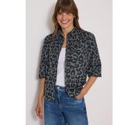 Hemdbluse CECIL, Damen, Gr. S (38), dried olive grün, Web, 100% Baumwolle, normal normal, V-Ausschnitt, abgesteppt, Blusen Hemdbluse, mit Leomuster (88673125-S) dried olive grün