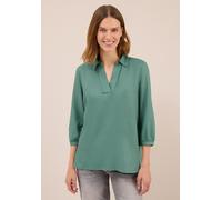 Hemdbluse CECIL, Damen, Gr. S (38), grün (jewel grün), Stoff, 100% Viskose, unifarben, normal normal, V-Ausschnitt, Umschlagbund, Blusen Hemdbluse, aus softer Viskose (27835261-S) jewel grün