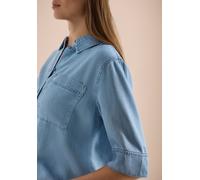 Kurzarmbluse CECIL, Damen, Gr. XL (44), light blau wash, Stoff, 100% Lyocell, unifarben, klassisch normal, ohne Ausschnitt, abgesteppt, Blusen, mit Knopfleiste (59715133-XL) light blau wash