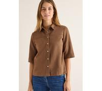 Hemdbluse CECIL, Damen, Gr. XL (44), mocha caramel, Web, Obermaterial: 95% Polyester, 5% Elasthan, unifarben, regular fit normal, gerader Abschluss, Blusen Hemdbluse, aus Veloursmaterial (58163931-XL)