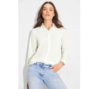 Hemdbluse CECIL, Damen, Gr. XL (44), weiß (vanilleweiß), Web, 72% Baumwolle, 25% Polyamid, 3% Elasthan, unifarben, gerade normal, V-Ausschnitt, Bündchen, Blusen Hemdbluse, im soften Baumwoll-Mix (1598