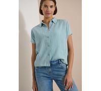 Hemdbluse CECIL, Damen, Gr. XXL (46), blau (crystal mint), Stoff, 60% Viskose, 39% Polyester, 1% Elasthan, unifarben, normal normal, V-Ausschnitt, abgesteppt, Blusen Hemdbluse, aus softem Materialmix