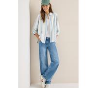 Hemdbluse CECIL, Damen, Gr. XXL (46), raw matcha lime, Stoff, 65% Polyester, 35% Viskose, gestreift, klassisch normal, V-Ausschnitt, Bündchen, Blusen Hemdbluse, im Seersucker-Style mit Streifen (22861