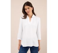 Hemdbluse CECIL, Damen, Gr. XXL (46), weiß, Stoff, 100% Viskose, unifarben, normal normal, V-Ausschnitt, Umschlagbund, Blusen Hemdbluse, aus softer Viskose (11554455-XXL) weiß