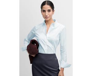 Hemdbluse CINQUE "CIBRAVO", Damen, Gr. 36, blau (hellblau), Web, Obermaterial: 73% Baumwolle, 24% Polyamid, 3% Elasthan, unifarben, klassisch normal, Rundhals, eingesetzt gerader Abschluss, Blusen Hem