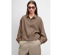 Hemdbluse CINQUE "CITERNO", Damen, Gr. 36, braun, Web, Obermaterial: 85% Viskose, 15% Polyamid, gestreift, hüftlang, 1-Knopf-Manschette, Blusen Hemdbluse, in leicht verkürzter Länge (87889341-36) brau