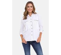 Hemdbluse CIPO & BAXX "Hemdbluse", Damen, Gr. S, weiß, 100% Baumwolle, gestreift, relaxed fit normal, mit Knöpfen Manschette, Blusen Hemdbluse, mit gestreiften Details, WH133 (47166456-S) weiß