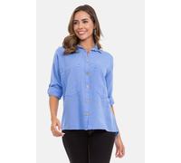 Hemdbluse CIPO & BAXX "Hemdbluse", Damen, Gr. XL, blau, 70% Baumwolle;30% Leinen, unifarben, relaxed fit normal, mit Knöpfen Manschette, Blusen Hemdbluse, mit Kontrastnähten, WH132 (86944034-XL) blau