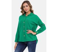 Hemdbluse CIPO & BAXX "Hemdbluse", Damen, Gr. XL, grün, 70% Baumwolle;30% Leinen, unifarben, relaxed fit normal, mit Knöpfen Manschette, Blusen Hemdbluse, mit Kontrastnähten, WH132 (41727115-XL) grün
