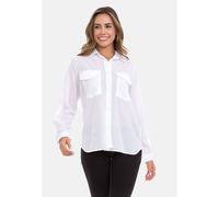 Hemdbluse CIPO & BAXX "WH123", Damen, Gr. L, weiß, 100% Baumwolle, unifarben, regular fit normal, Manschette, Blusen Hemdbluse, praktische Brusttaschen mit Klappe (87230828-L) weiß