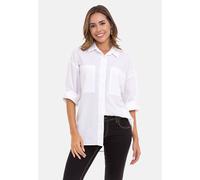 Hemdbluse CIPO & BAXX "WH125", Damen, Gr. XL, weiß, 70% Baumwolle, 30% Leinen, unifarben, relaxed fit normal, 1-Knopf-Manschette, Blusen Hemdbluse (13703563-XL) weiß