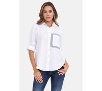 Hemdbluse CIPO & BAXX "WH128", Damen, Gr. XL, weiß, 100% Baumwolle, unifarben, relaxed fit normal, 1-Knopf-Manschette, Blusen Hemdbluse (27574126-XL) weiß
