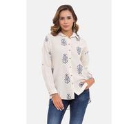Hemdbluse CIPO & BAXX "WH129", Damen, Gr. S, stone, 75% Baumwolle, 25% Leinen, geblümt, relaxed fit normal, mit Knopf 1-Knopf-Manschette, Blusen Hemdbluse, mit Freizeit Frühlingsmuster (21193323-S) st