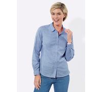 Hemdbluse CLASSIC BASICS, Damen, Gr. 36, blau (mittelblau, ecru, kariert), 50% Baumwolle, 50% Polyester, gemustert, kariert, Blusen Hemdbluse (32824759-36) mittelblau, ecru, kariert