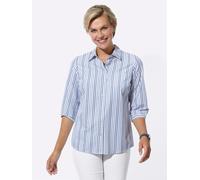Hemdbluse CLASSIC BASICS, Damen, Gr. 36, blau (mittelblau, eisblau, gestreift), 65% Polyester, 35% Baumwolle, gemustert, gestreift, Blusen Hemdbluse (23647109-36) mittelblau, eisblau, gestreift