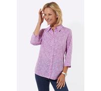 Hemdbluse CLASSIC BASICS, Damen, Gr. 48, lila (orchidee, weiß, bedruckt), 100% Polyester, geblümt, gemustert, mehrfarbig, Blusen Hemdbluse (43789024-48) orchidee, weiß, bedruckt