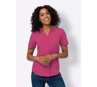 Hemdbluse CLASSIC BASICS, Damen, Gr. 48, pink (fuchsia), 100% Polyester, unifarben, V-Ausschnitt, Blusen Hemdbluse (85847561-48) fuchsia