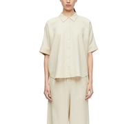 Hemdbluse COMMA, Damen, Gr. 38, oat milk, Web, Obermaterial: 55% Leinen, 45% Lyocell, unifarben, lässig geschnitten hüftbedeckend, Rundhals, abgesteppte Kante, Blusen Hemdbluse, aus einem Leinenmix (7