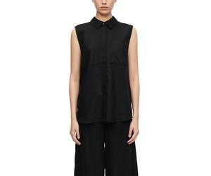 Hemdbluse COMMA, Damen, Gr. 44, schwarz, Web, Obermaterial: 55% Leinen, 45% Lyocell, unifarben, regular fit normal, Blusen Hemdbluse, mit Brust Taschen (60626801-44) schwarz